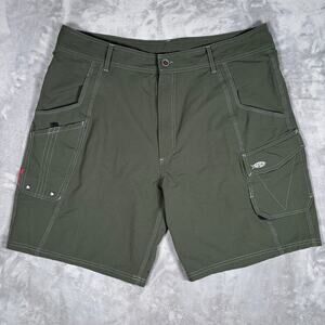 AFTCO Cargo Utility Shorts Olive Green Nylon Stretch Fishing Size 40
